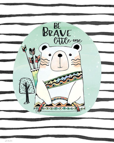 Brave Bear White Modern Wood Framed Art Print with Double Matting by Moulton, Jo