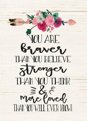 You Are Braver Black Ornate Wood Framed Art Print with Double Matting by Moulton, Jo