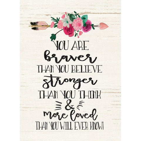 You Are Braver Black Modern Wood Framed Art Print with Double Matting by Moulton, Jo