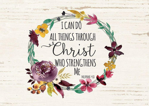 All Things Through Christ White Modern Wood Framed Art Print with Double Matting by Moulton, Jo