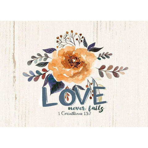 Love Never Fails Gold Ornate Wood Framed Art Print with Double Matting by Moulton, Jo