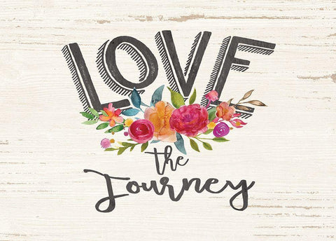 Love the Journey Floral Black Ornate Wood Framed Art Print with Double Matting by Moulton, Jo
