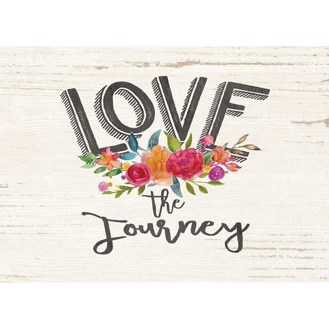 Love the Journey Floral Black Modern Wood Framed Art Print by Moulton, Jo