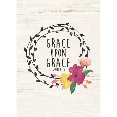 Grace Upon Grace White Modern Wood Framed Art Print by Moulton, Jo