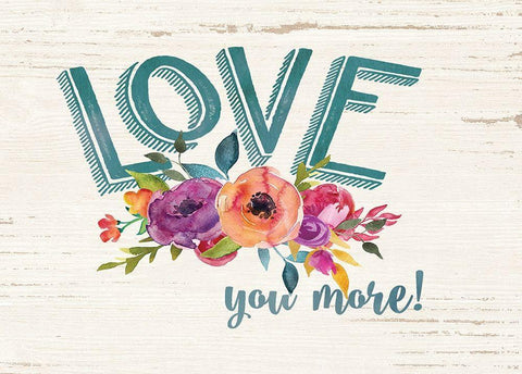 Love You More White Modern Wood Framed Art Print with Double Matting by Moulton, Jo