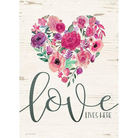 Love Lives Here Black Modern Wood Framed Art Print with Double Matting by Moulton, Jo