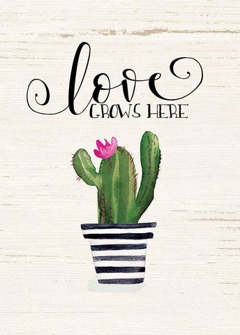 Love Grows Here White Modern Wood Framed Art Print with Double Matting by Moulton, Jo