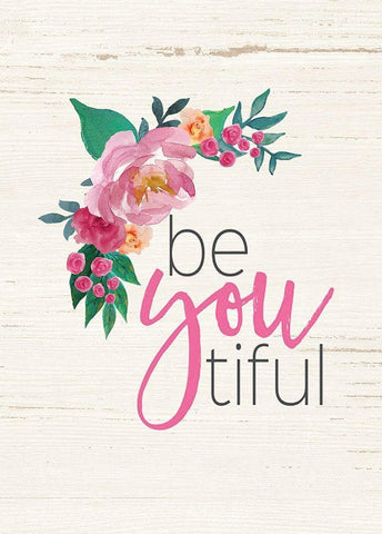 Be You Tiful White Modern Wood Framed Art Print with Double Matting by Moulton, Jo