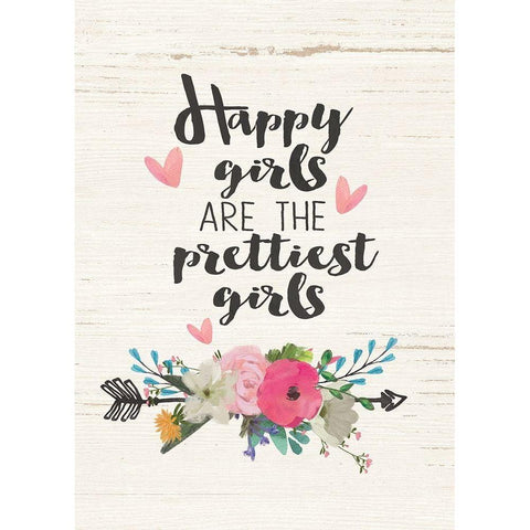 Happy Girls Black Modern Wood Framed Art Print with Double Matting by Moulton, Jo