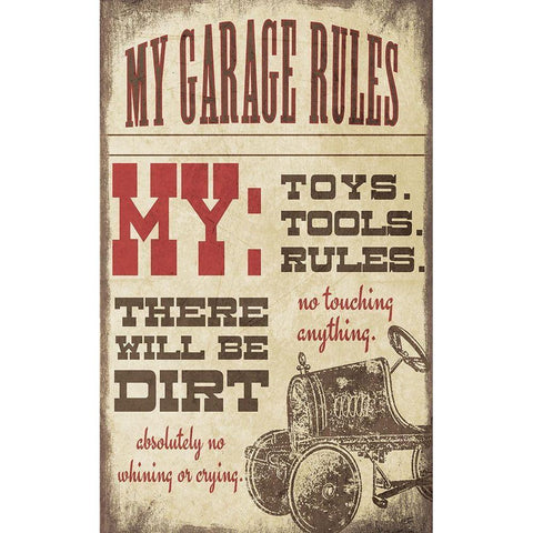 My Garage Rules Gold Ornate Wood Framed Art Print with Double Matting by Moulton, Jo