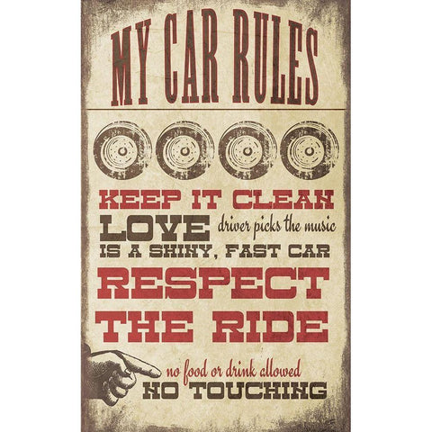 My Car Rules Black Modern Wood Framed Art Print with Double Matting by Moulton, Jo