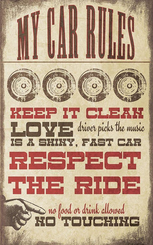 My Car Rules White Modern Wood Framed Art Print with Double Matting by Moulton, Jo