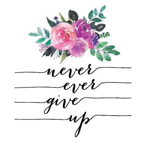 Never Give Up Black Modern Wood Framed Art Print with Double Matting by Moulton, Jo