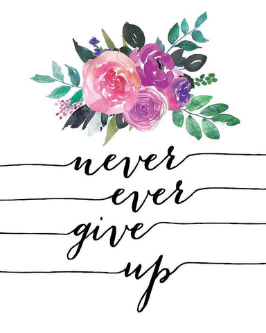 Never Give Up Black Ornate Wood Framed Art Print with Double Matting by Moulton, Jo