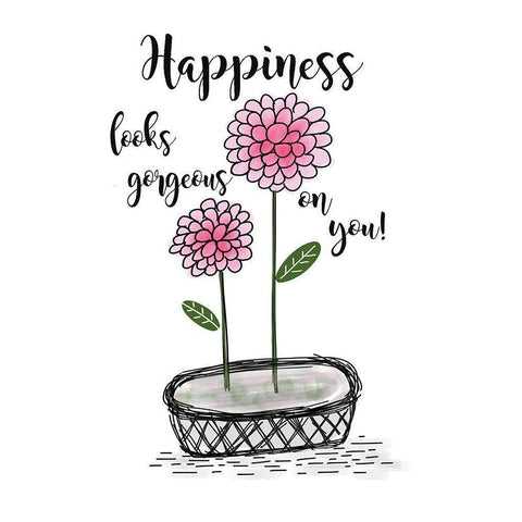 Happiness White Modern Wood Framed Art Print by Moulton, Jo