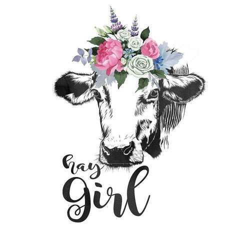 Hay Girl White Modern Wood Framed Art Print by Moulton, Jo