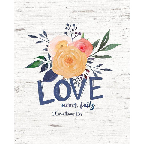 Love Never Fails Black Modern Wood Framed Art Print with Double Matting by Moulton, Jo