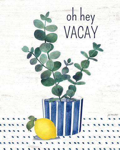 Oh Hey Vacay White Modern Wood Framed Art Print with Double Matting by Moulton, Jo