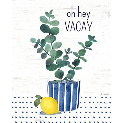 Oh Hey Vacay Black Modern Wood Framed Art Print with Double Matting by Moulton, Jo