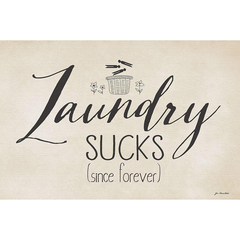 Laundry Sucks White Modern Wood Framed Art Print by Moulton, Jo