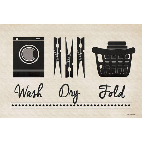 Wash Dry Fold Laundry Black Modern Wood Framed Art Print with Double Matting by Moulton, Jo