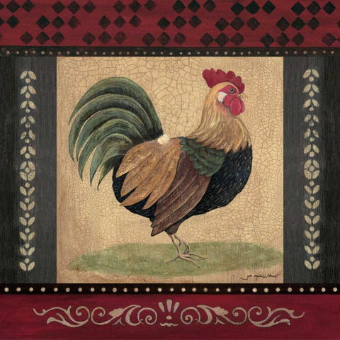 Rooster Black Modern Wood Framed Art Print with Double Matting by Moulton, Jo