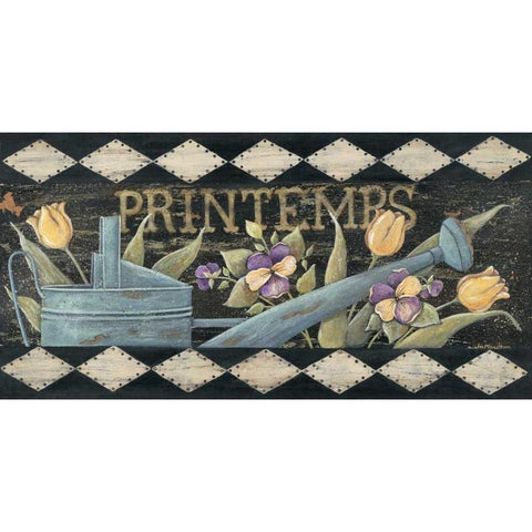 Printemps Black Modern Wood Framed Art Print with Double Matting by Moulton, Jo