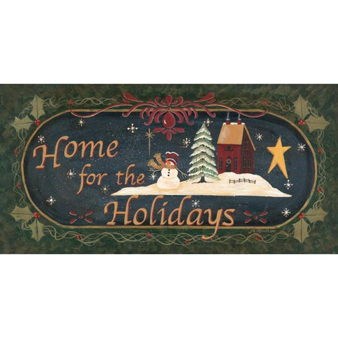 Home for Holidays Gold Ornate Wood Framed Art Print with Double Matting by Moulton, Jo