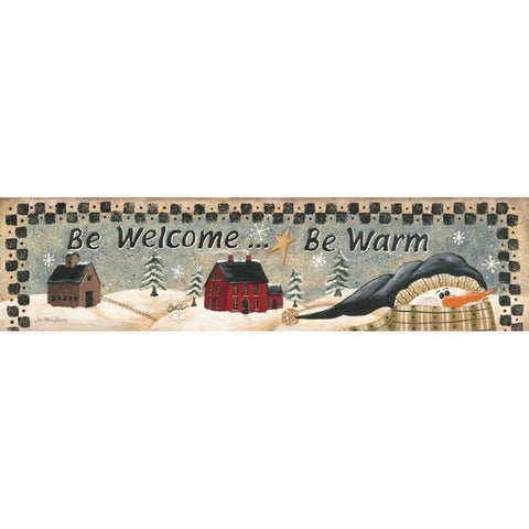 Be Welcome Black Modern Wood Framed Art Print with Double Matting by Moulton, Jo