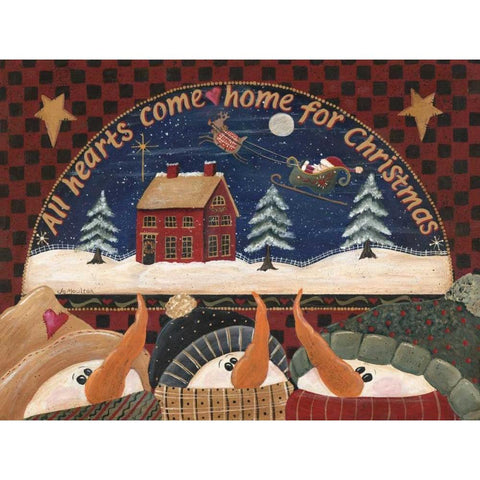 Home for Christmas Gold Ornate Wood Framed Art Print with Double Matting by Moulton, Jo