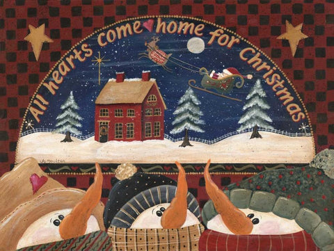 Home for Christmas Black Ornate Wood Framed Art Print with Double Matting by Moulton, Jo