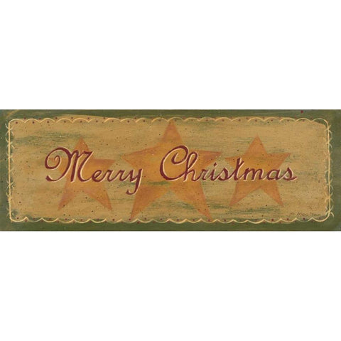 Merry Christmas Gold Ornate Wood Framed Art Print with Double Matting by Moulton, Jo