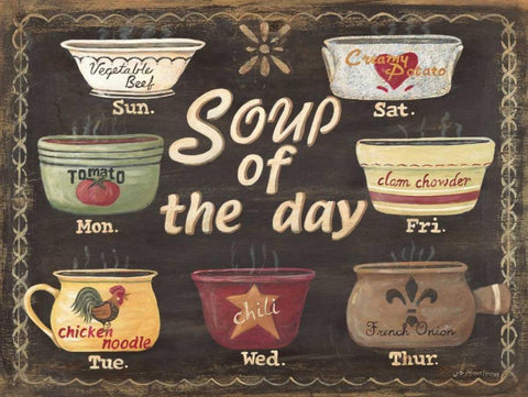 Soup of the Day White Modern Wood Framed Art Print with Double Matting by Moulton, Jo