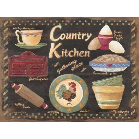 Country Kitchen Black Modern Wood Framed Art Print with Double Matting by Moulton, Jo