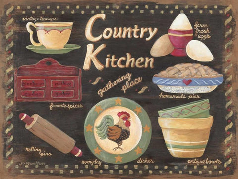 Country Kitchen White Modern Wood Framed Art Print with Double Matting by Moulton, Jo