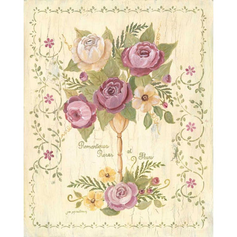 Romantiques Roses White Modern Wood Framed Art Print by Moulton, Jo