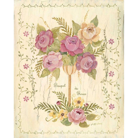 Bouquet de Roses Gold Ornate Wood Framed Art Print with Double Matting by Moulton, Jo