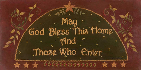 May God Bless This Home Black Ornate Wood Framed Art Print with Double Matting by Moulton, Jo