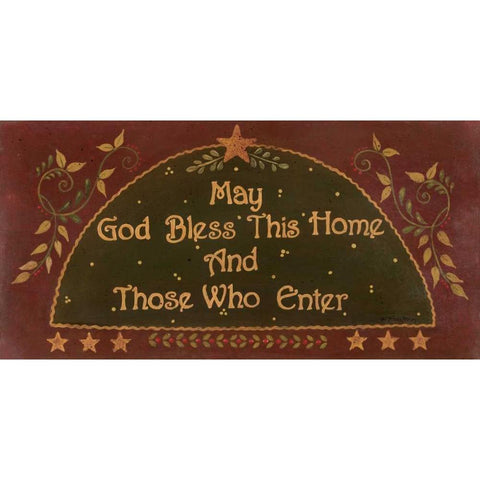 May God Bless This Home White Modern Wood Framed Art Print by Moulton, Jo