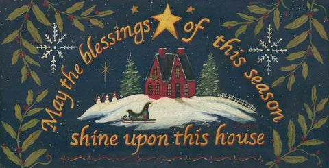 Blessings of the Season White Modern Wood Framed Art Print with Double Matting by Moulton, Jo