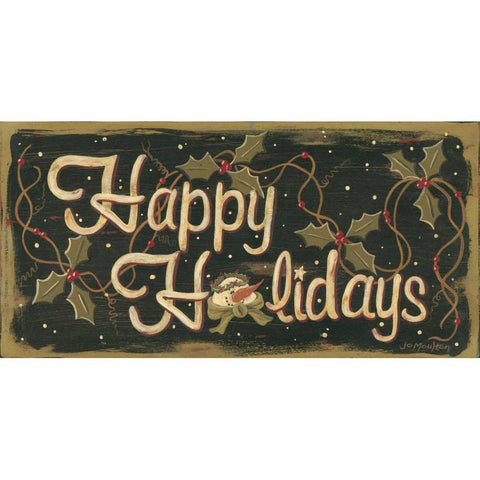 Happy Holidays Gold Ornate Wood Framed Art Print with Double Matting by Moulton, Jo