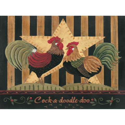 Cock-a-Doodle-Doo White Modern Wood Framed Art Print by Moulton, Jo