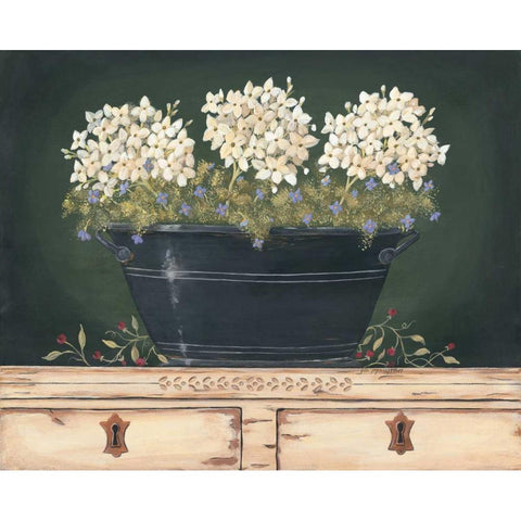 Floral with Hydrangea Black Modern Wood Framed Art Print with Double Matting by Moulton, Jo