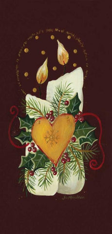 Heart Candle Black Ornate Wood Framed Art Print with Double Matting by Moulton, Jo