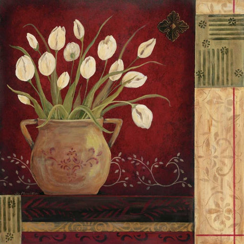 Villa Tulips White Modern Wood Framed Art Print by Moulton, Jo