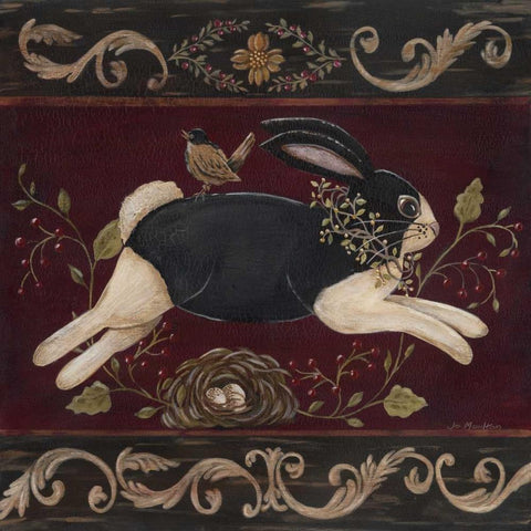 Folk Bunny I Black Modern Wood Framed Art Print with Double Matting by Moulton, Jo