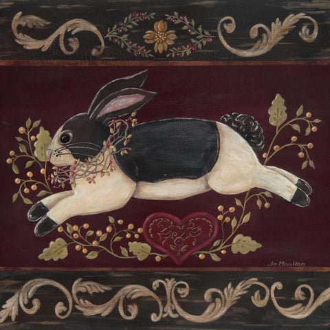 Folk Bunny II Black Modern Wood Framed Art Print with Double Matting by Moulton, Jo