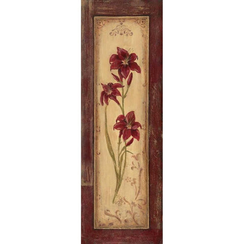 Crimson Blooms II Gold Ornate Wood Framed Art Print with Double Matting by Moulton, Jo