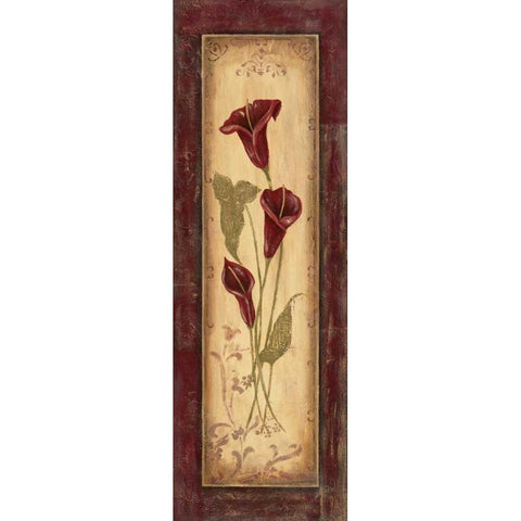 Crimson Blooms I Black Modern Wood Framed Art Print with Double Matting by Moulton, Jo