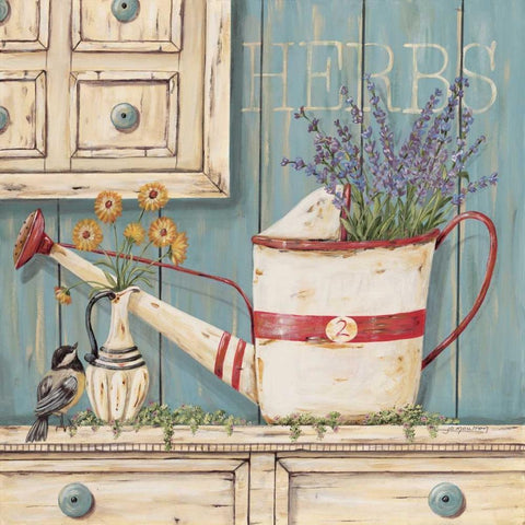 Herbs Gold Ornate Wood Framed Art Print with Double Matting by Moulton, Jo